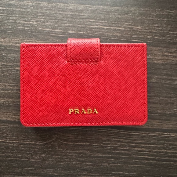 Prada Accessories - Prada Scarlet Card Case with Gold Logo